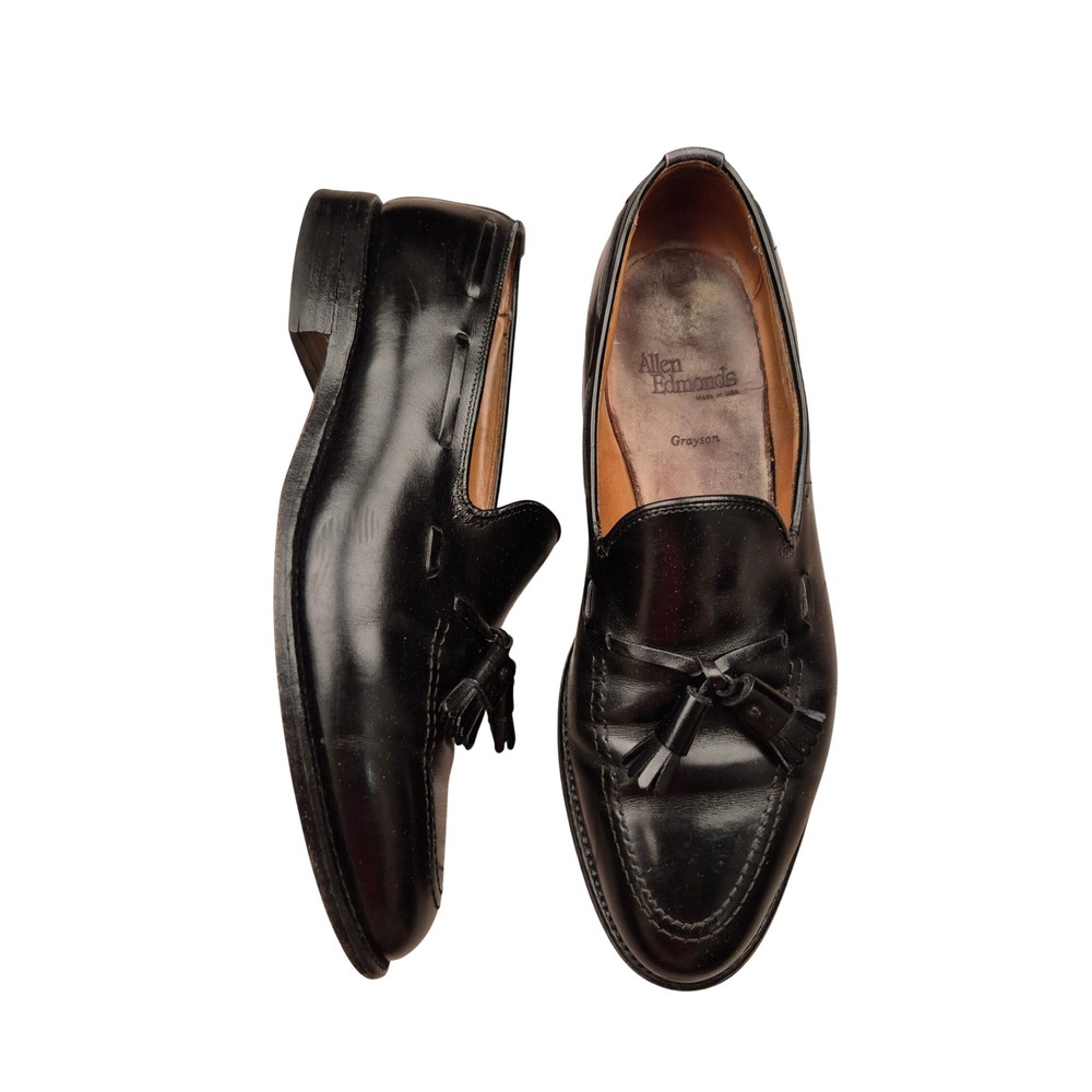 Allen Edmonds Grayson Black Leather Tassel Loafers Mens Dress Shoes Sz 8.5 D